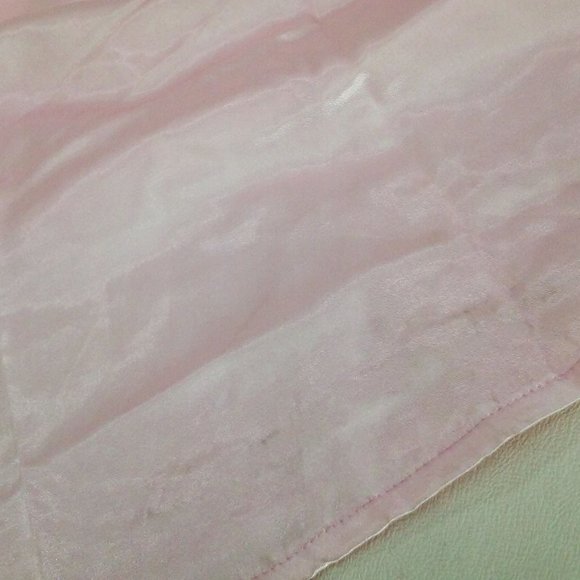 NWT NOS Prairie Collar Nightgown -M Buttons Pin-Tucks Puff LSL Shiny Pink Satin - Picture 10 of 11